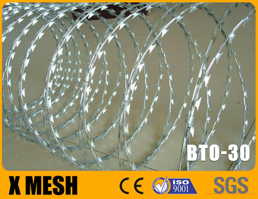 BTO 30 ประเภทคอนเซอร์ติน่า Razor Wire With 0.5mm Thickness 450mm Coil Diameter สําหรับคุก