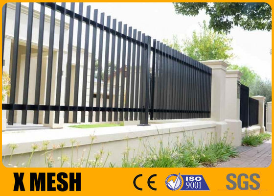 W 96 '' H 72 '' รั้วโลหะตกแต่งสำหรับฐานทัพทหาร 3 Rail